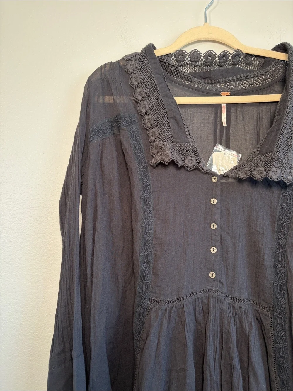 NWT Free People Victorian Mini Dress in Black - L